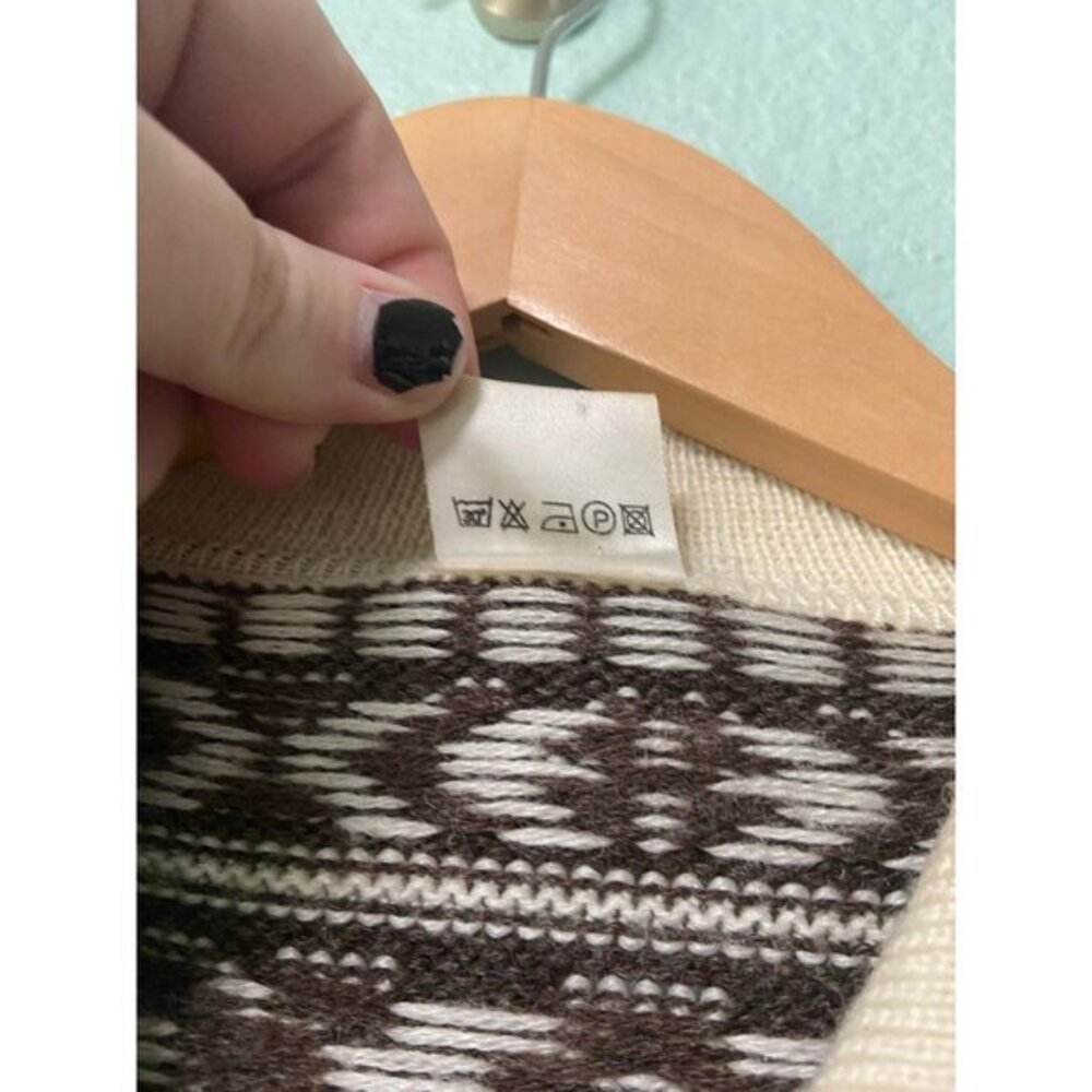 Vintage Women's Brown and Cream Patterned‎ Wool Blend Sweater Size 8 - Picture 6 of 8